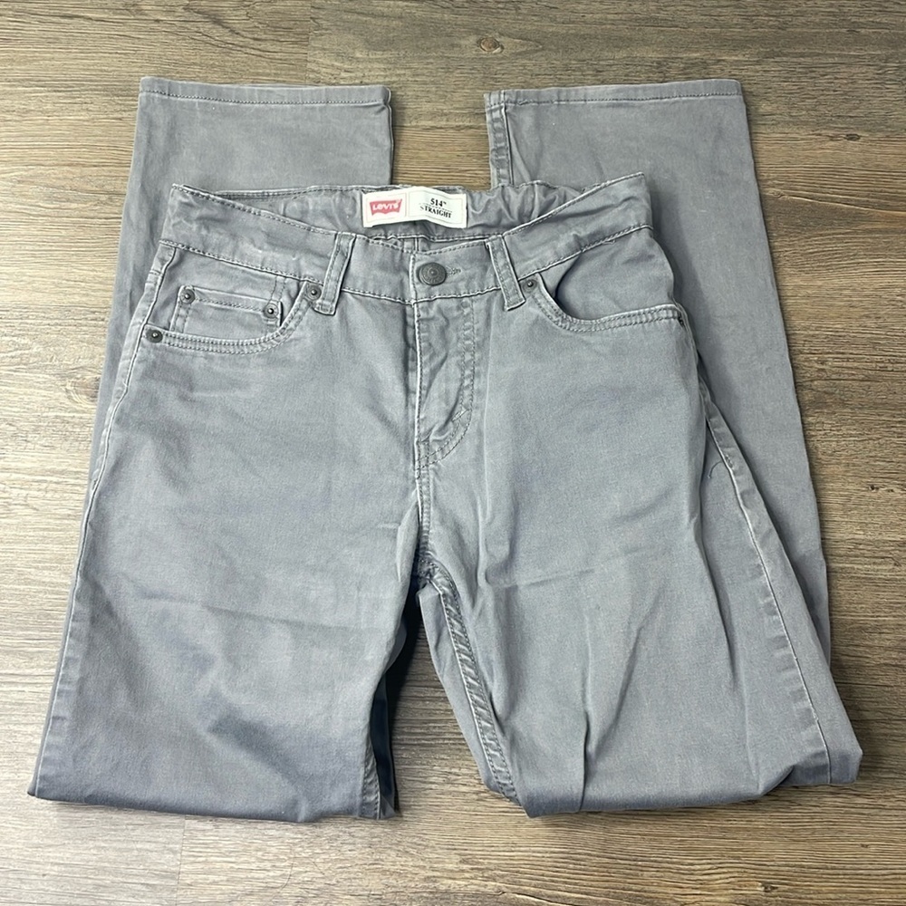 Levi’s boys 515 Straight Leg Grey Pants with adjustable waist, size 14